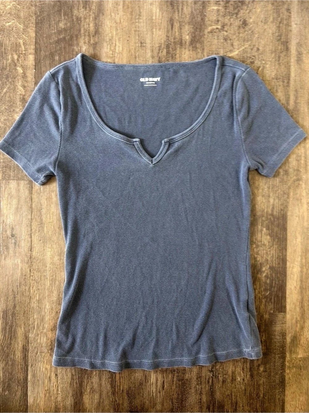 old navy Women's Short Sleeve V-Neck Tee in Gray